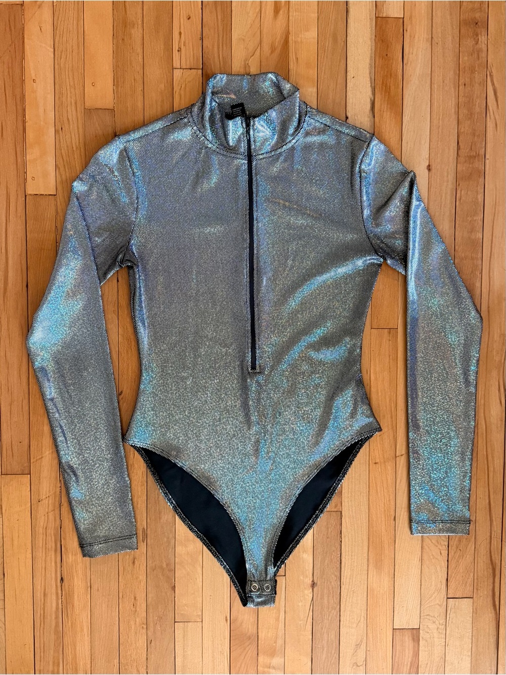 Forever 21 Metallic Long-Sleeve Bodysuit